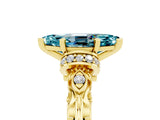 Yellow gold Marquise Cut Blue Topaz Solitaire Ring with Filigree Band and Four-Prong Setting_29