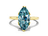 Yellow gold Marquise Cut Blue Topaz Solitaire Ring with Flower Prong Setting and Classic Band_36
