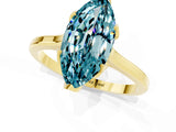 Yellow gold Marquise Cut Blue Topaz Solitaire Ring with Flower Prong Setting and Classic Band_37