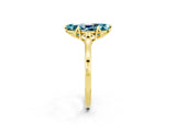 Yellow gold Marquise Cut Blue Topaz Solitaire Ring with Flower Prong Setting and Classic Band_38