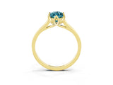 Yellow gold Marquise Cut Blue Topaz Solitaire Ring with Flower Prong Setting and Classic Band_39