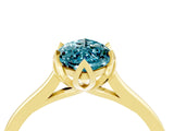 Yellow gold Marquise Cut Blue Topaz Solitaire Ring with Flower Prong Setting and Classic Band_40