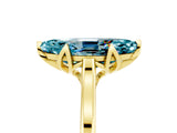 Yellow gold Marquise Cut Blue Topaz Solitaire Ring with Flower Prong Setting and Classic Band_41