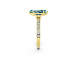 Yellow gold Marquise Cut Blue Topaz Solitaire Ring with Pavé Accents and Four-Prong Setting_2