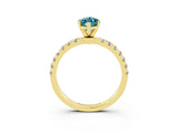 Yellow gold Marquise Cut Blue Topaz Solitaire Ring with Pavé Accents and Four-Prong Setting_3