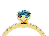 Yellow gold Marquise Cut Blue Topaz Solitaire Ring with Pavé Accents and Four-Prong Setting_4