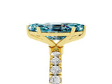 Yellow gold Marquise Cut Blue Topaz Solitaire Ring with Pavé Accents and Four-Prong Setting_5