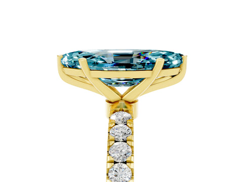 Yellow gold Marquise Cut Blue Topaz Solitaire Ring with Pavé Accents and Four-Prong Setting_5