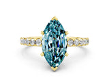 Yellow gold Marquise Cut Blue Topaz Solitaire Ring with Pavé Band and Four-Prong Setting_60