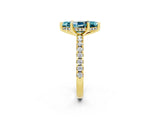Yellow gold Marquise Cut Blue Topaz Solitaire Ring with Pavé Band and Four-Prong Setting_62