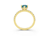 Yellow gold Marquise Cut Blue Topaz Solitaire Ring with Pavé Band and Four-Prong Setting_63