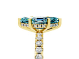 Yellow gold Marquise Cut Blue Topaz Solitaire Ring with Pavé Band and Four-Prong Setting_65