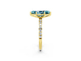Yellow gold Marquise Cut Blue Topaz Solitaire Ring with Pave Band and Four Prong Setting_14