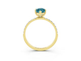 Yellow gold Marquise Cut Blue Topaz Solitaire Ring with Pave Band and Four Prong Setting_15