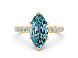Yellow gold Marquise Cut Blue Topaz Solitaire Ring with Round  Pavé Band and Four-Prong Setting_36