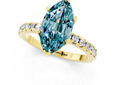 Yellow gold Marquise Cut Blue Topaz Solitaire Ring with Round  Pavé Band and Four-Prong Setting_37