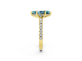 Yellow gold Marquise Cut Blue Topaz Solitaire Ring with Round  Pavé Band and Four-Prong Setting_38