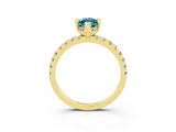 Yellow gold Marquise Cut Blue Topaz Solitaire Ring with Round  Pavé Band and Four-Prong Setting_39