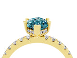 Yellow gold Marquise Cut Blue Topaz Solitaire Ring with Round  Pavé Band and Four-Prong Setting_40
