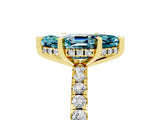 Yellow gold Marquise Cut Blue Topaz Solitaire Ring with Round  Pavé Band and Four-Prong Setting_41