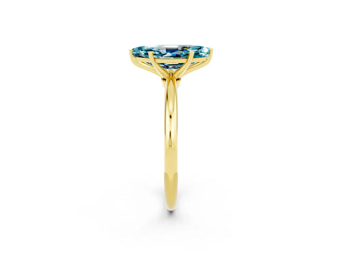 Yellow gold Marquise Cut Blue Topaz Solitaire Ring with Six-Prong Setting and Classic Band_2