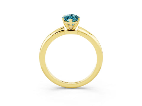 Yellow gold Marquise Cut Blue Topaz Solitaire Ring with Six-Prong Setting and Classic Band_3