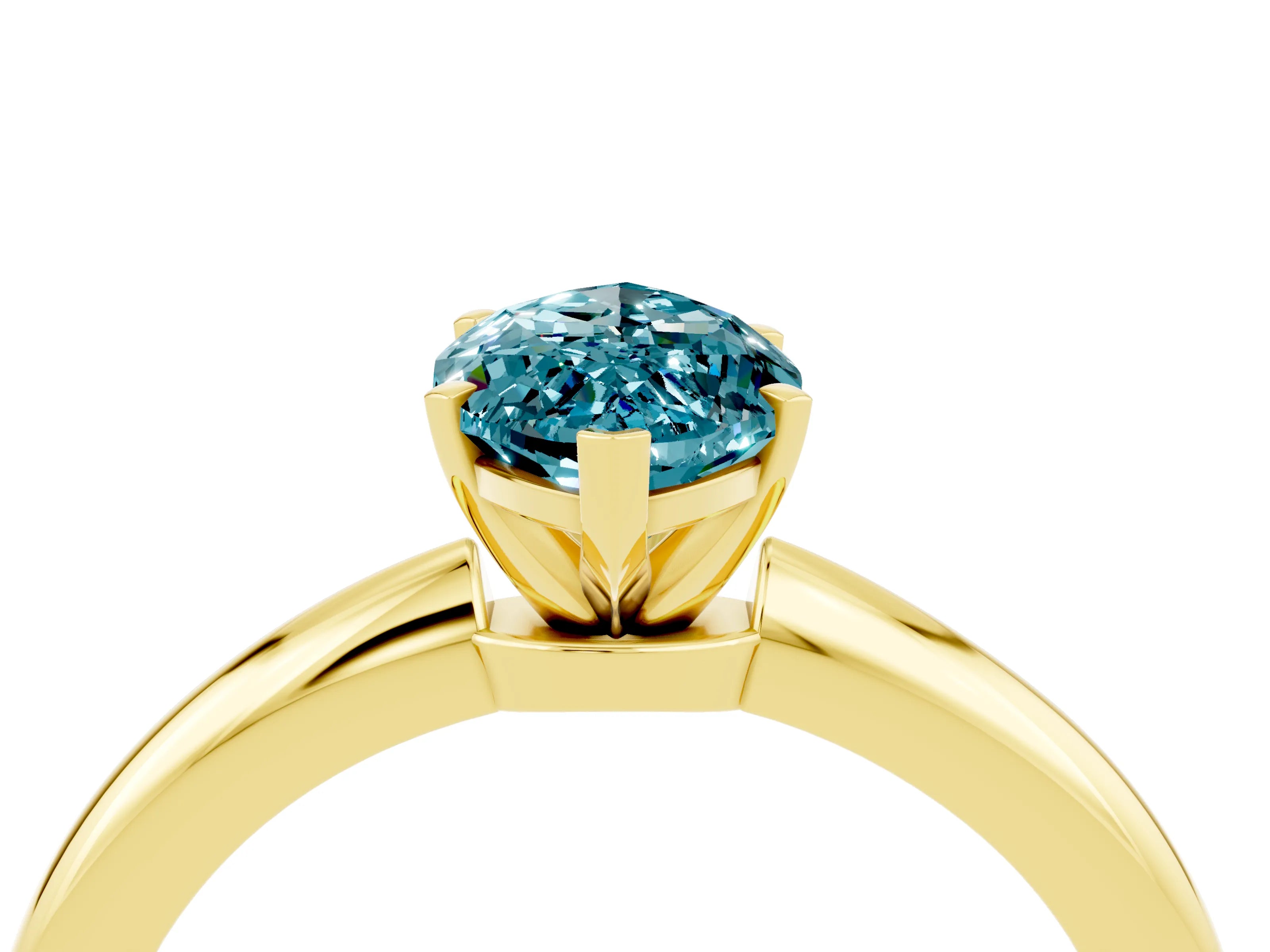 Yellow gold Marquise Cut Blue Topaz Solitaire Ring with Six-Prong Setting and Classic Band_4