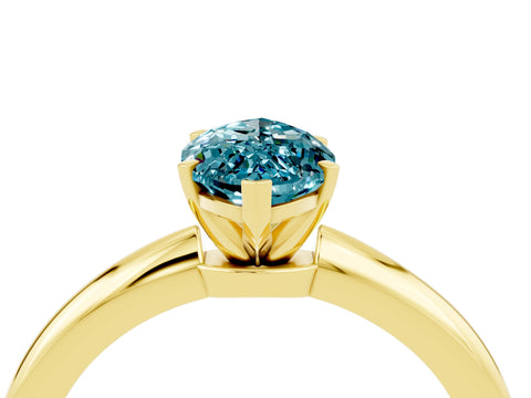 Yellow gold Marquise Cut Blue Topaz Solitaire Ring with Six-Prong Setting and Classic Band_4