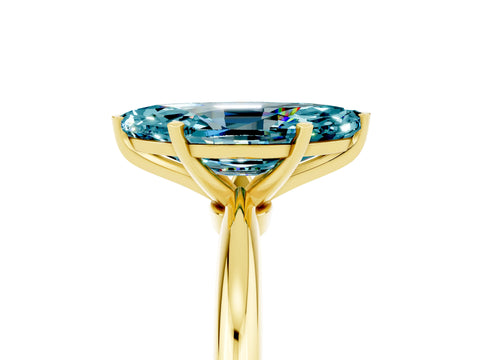 Yellow gold Marquise Cut Blue Topaz Solitaire Ring with Six-Prong Setting and Classic Band_5