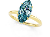 Yellow gold Marquise Cut Blue Topaz Solitaire Ring with Thin Band and Four-Prong Setting_1