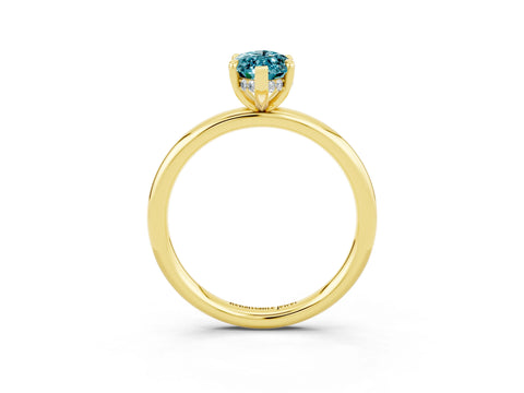 Yellow gold Marquise Cut Blue Topaz Solitaire Ring with Thin Band and Four-Prong Setting_3