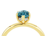 Yellow gold Marquise Cut Blue Topaz Solitaire Ring with Thin Band and Four-Prong Setting_4