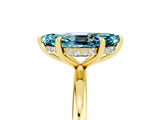 Yellow gold Marquise Cut Blue Topaz Solitaire Ring with Thin Band and Four-Prong Setting_5