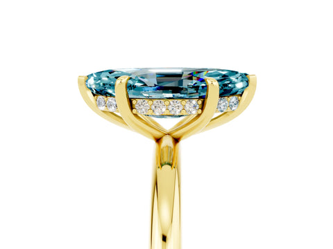 Yellow gold Marquise Cut Blue Topaz Solitaire Ring with Thin Band and Four-Prong Setting_5