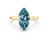 Yellow gold Marquise Cut Blue Topaz Solitaire Ring with Thin Band and Prong Setting_12