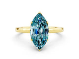 Yellow gold Marquise Cut Blue Topaz Solitaire Ring with Thin Band and Prong Setting_24