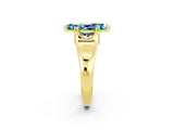 Yellow gold Marquise Cut Blue Topaz Solitaire Ring with Wide Band and Prong Setting_2