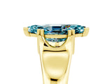 Yellow gold Marquise Cut Blue Topaz Solitaire Ring with Wide Band and Prong Setting_5