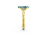 Yellow gold Marquise Cut Blue Topaz Solitaire Twist Band Prong Setting Ring_62