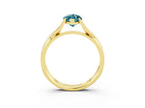 Yellow gold Marquise Cut Blue Topaz Solitaire Twist Band Prong Setting Ring_63