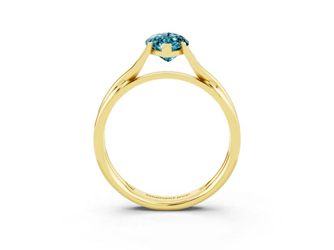 Yellow gold Marquise Cut Blue Topaz Solitaire Twist Band Prong Setting Ring_63