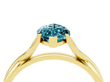 Yellow gold Marquise Cut Blue Topaz Solitaire Twist Band Prong Setting Ring_64
