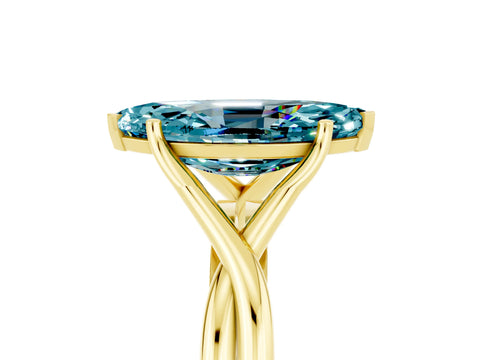 Yellow gold Marquise Cut Blue Topaz Solitaire Twist Band Prong Setting Ring_65