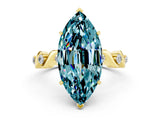 Yellow gold Marquise Cut Blue Topaz Solitaire Twisted Band with Round  Accents and Prong Setting_12