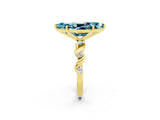 Yellow gold Marquise Cut Blue Topaz Solitaire Twisted Band with Round  Accents and Prong Setting_14