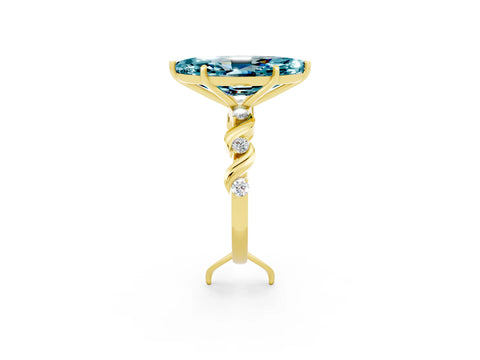 Yellow gold Marquise Cut Blue Topaz Solitaire Twisted Band with Round  Accents and Prong Setting_14
