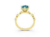 Yellow gold Marquise Cut Blue Topaz Solitaire Twisted Band with Round  Accents and Prong Setting_15