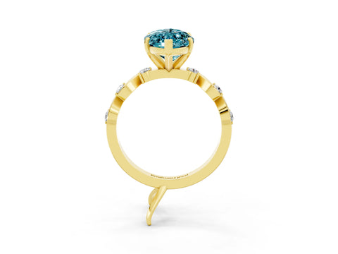 Yellow gold Marquise Cut Blue Topaz Solitaire Twisted Band with Round  Accents and Prong Setting_15