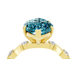 Yellow gold Marquise Cut Blue Topaz Solitaire Twisted Band with Round  Accents and Prong Setting_16