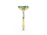 Yellow gold Marquise Cut Blue Topaz Solitaire with Side Baguettes and Channel Set Band_2